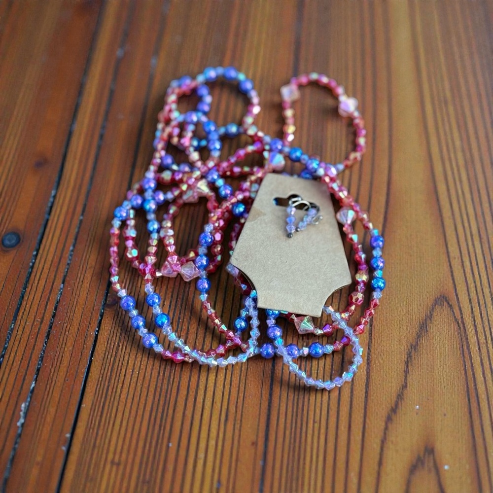 Colorful Beaded Necklace and Earrings Set
